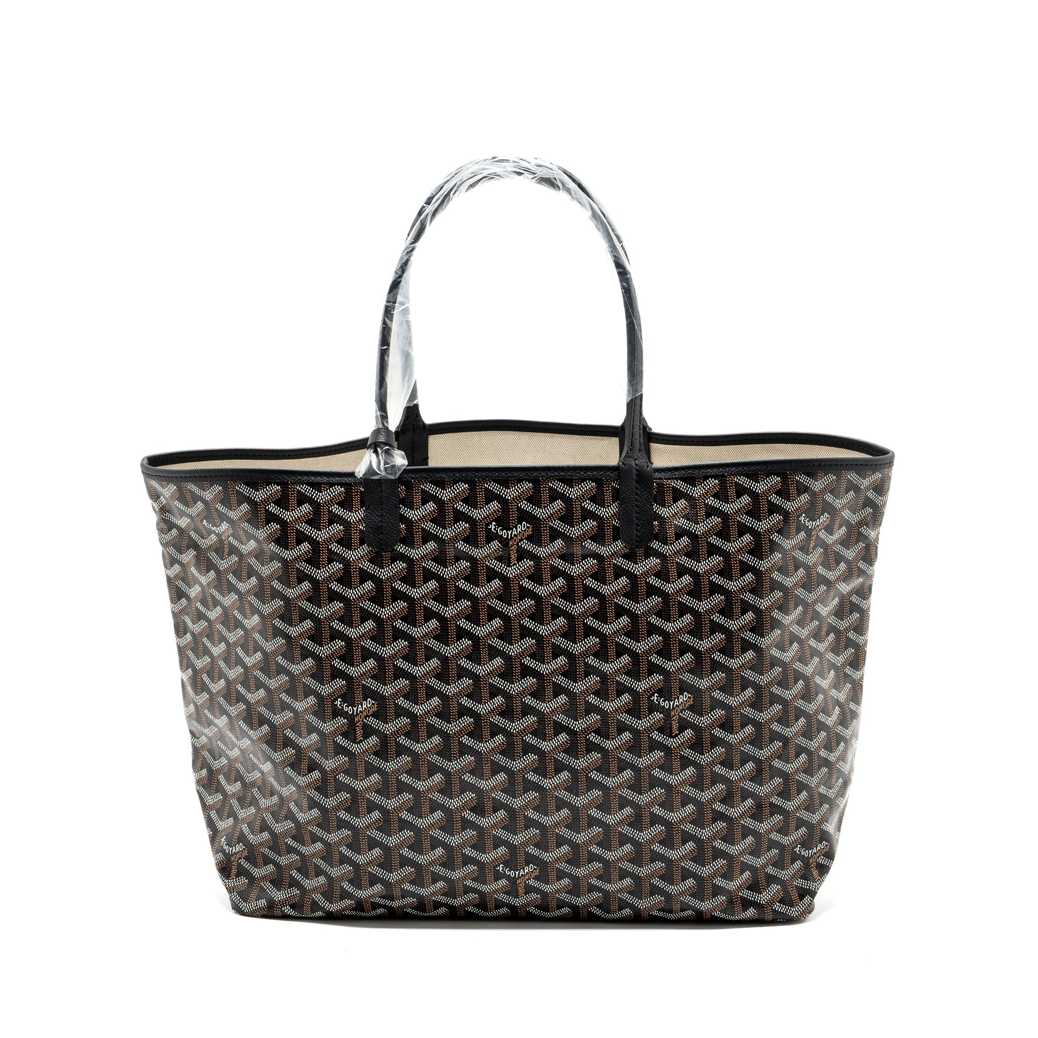 GOYARD SAINT LOUIS PM TOTE BAG GOYARDLINE CANVAS / CALFSKIN BLACK SHW