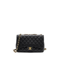 CHANEL CLASSIC JUMBO SINGLE FLAP BAG CAVIAR BLACK GHW