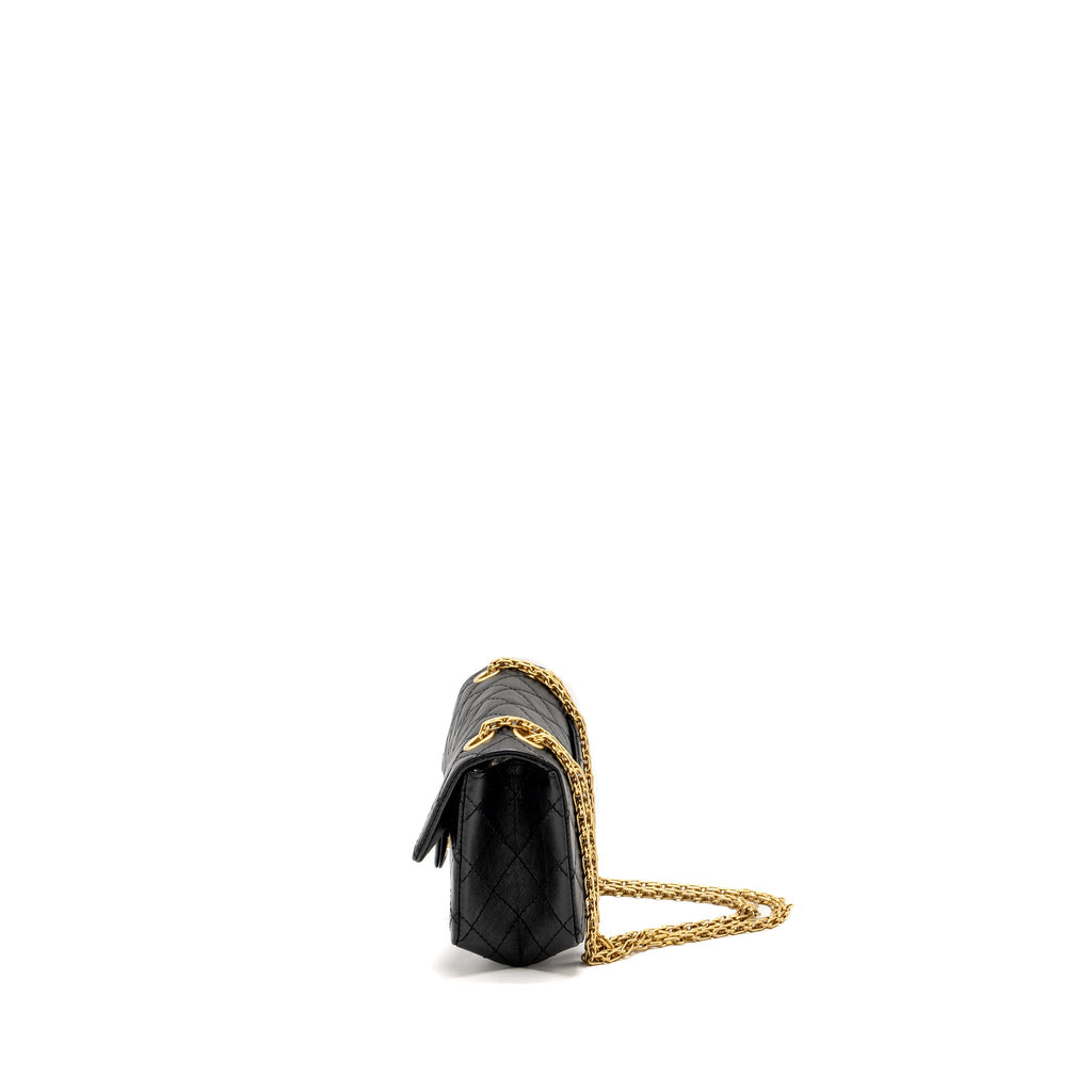 CHANEL MINI 2.55 REISSUE AGED CALFSKIN BLACK GHW (MICROCHIP)