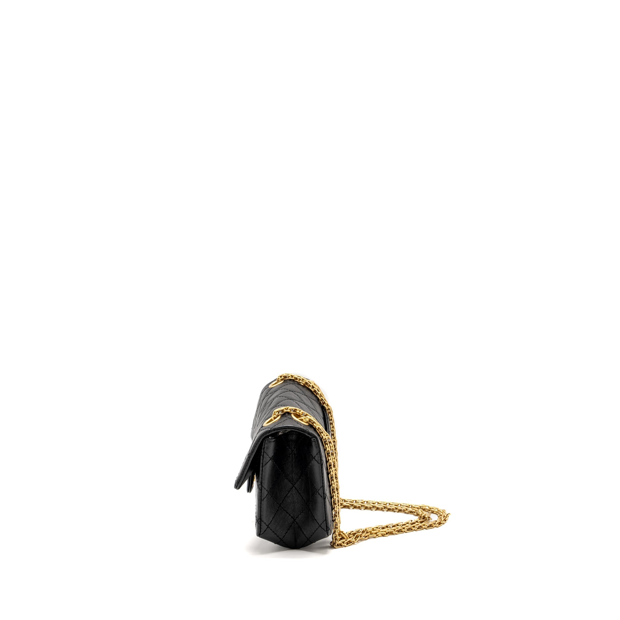 CHANEL MINI 2.55 REISSUE AGED CALFSKIN BLACK GHW (MICROCHIP)