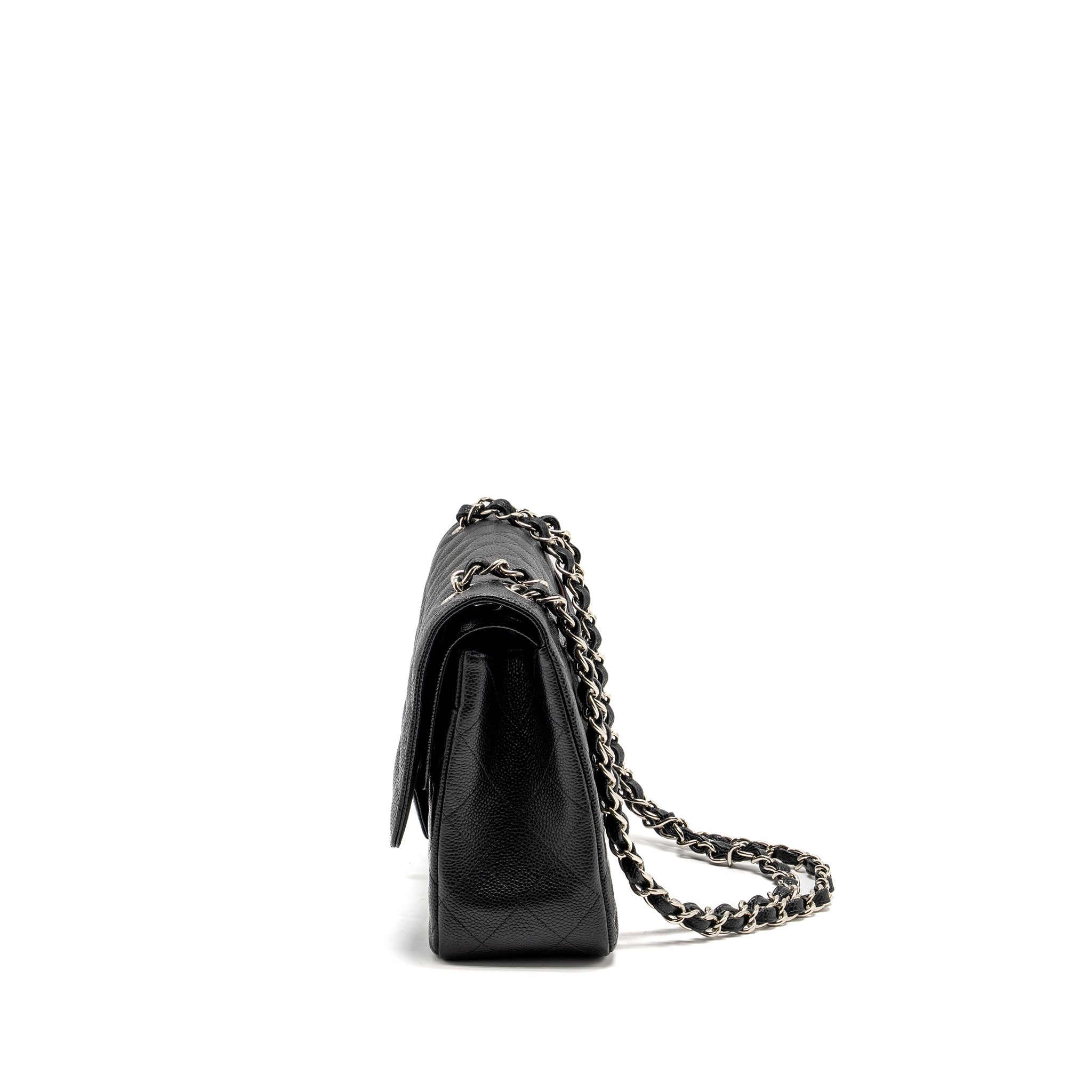 CHANEL JUMBO CLASSIC DOUBLE FLAP BAG CAVIAR BLACK SHW