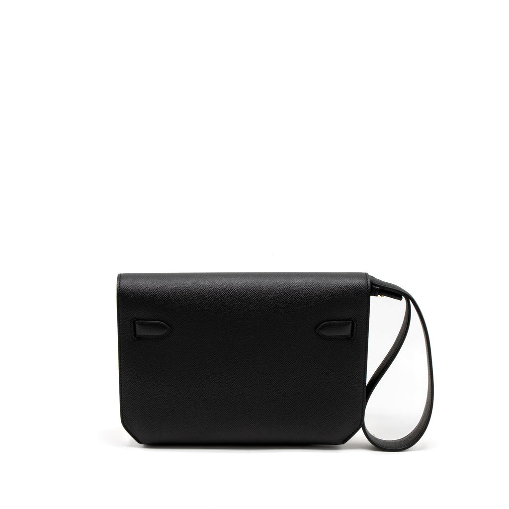 HERMES POCHETTE KELLY DEPECHES 25 EPSOM BLACK GHW