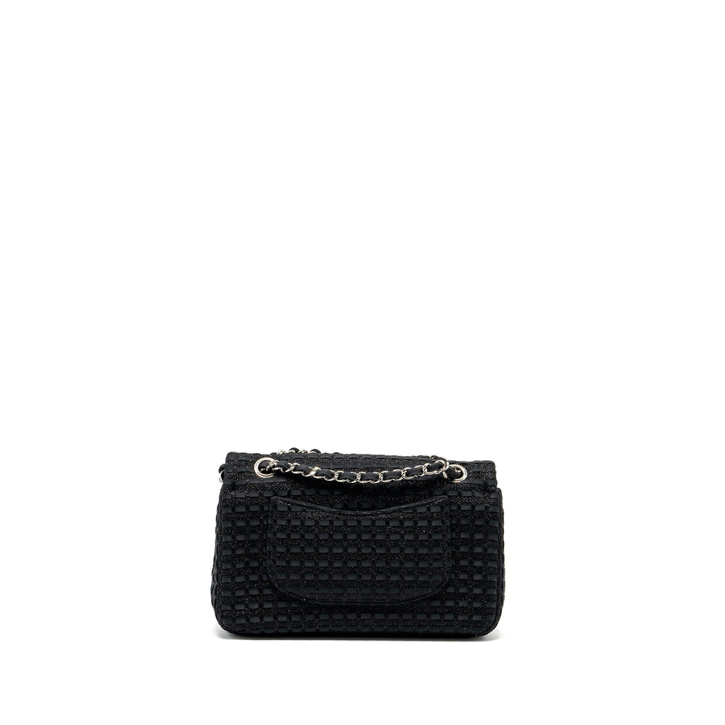 CHANEL MEDIUM CLASSIC DOUBLE FLAP BAG TWEED BLACK SHW