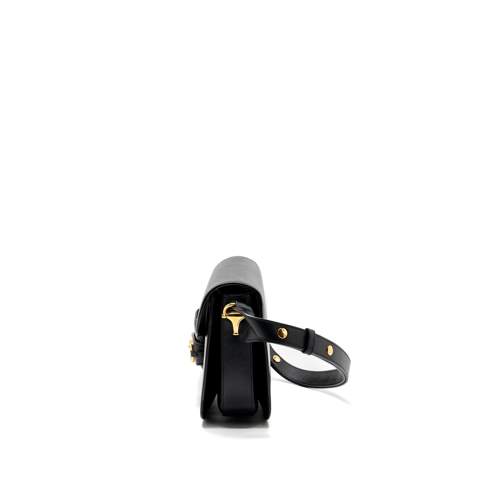 GUCCI HORSEBIT 1955 SHOULDER BAG LEATHER BLACK GHW
