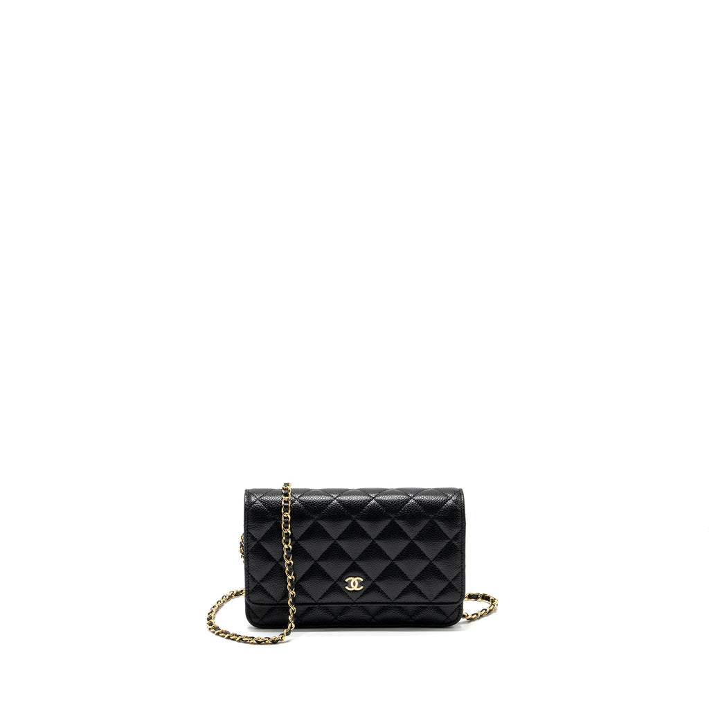 CHANEL CLASSIC WALLET ON CHAIN CAVIAR BLACK GHW (MICROCHIP)