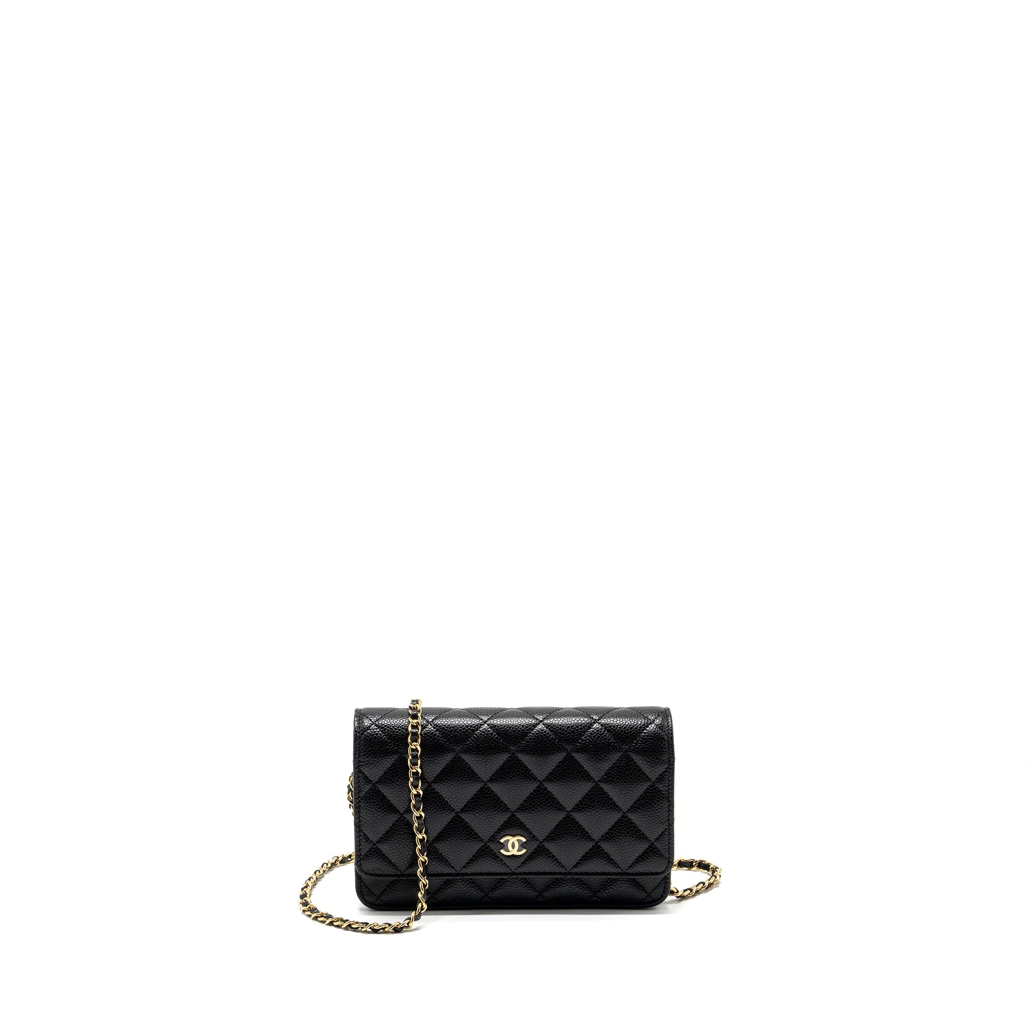 CHANEL CLASSIC WALLET ON CHAIN CAVIAR BLACK GHW (MICROCHIP)