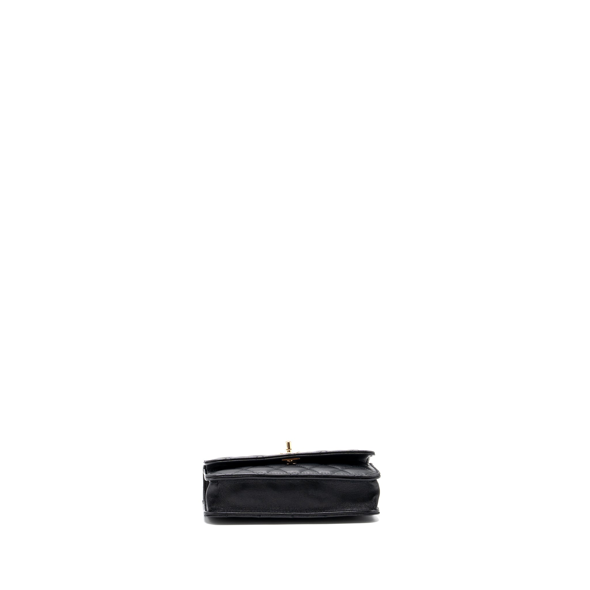 CHANEL MINI TRENDY CC WALLET ON CHAIN LAMBSKIN BLACK LGHW (MICROCHIP)