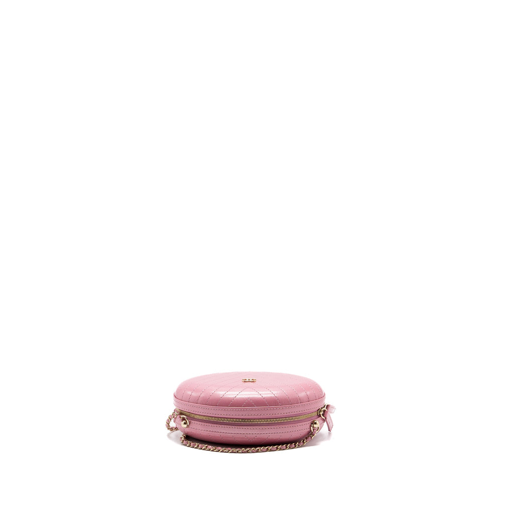CHANEL OVAL CHEVRON BAG LAMBSKIN PINK LGHW