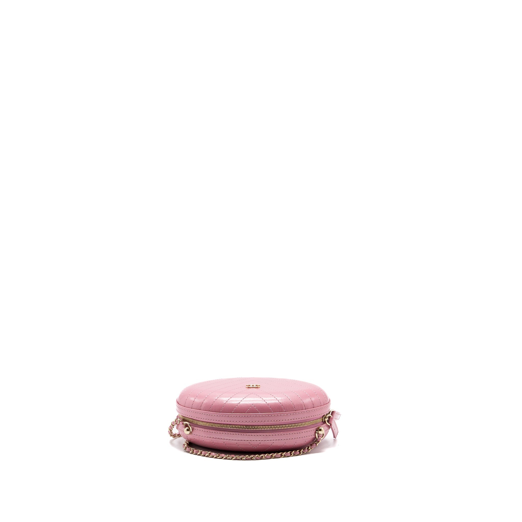 CHANEL OVAL CHEVRON BAG LAMBSKIN PINK LGHW