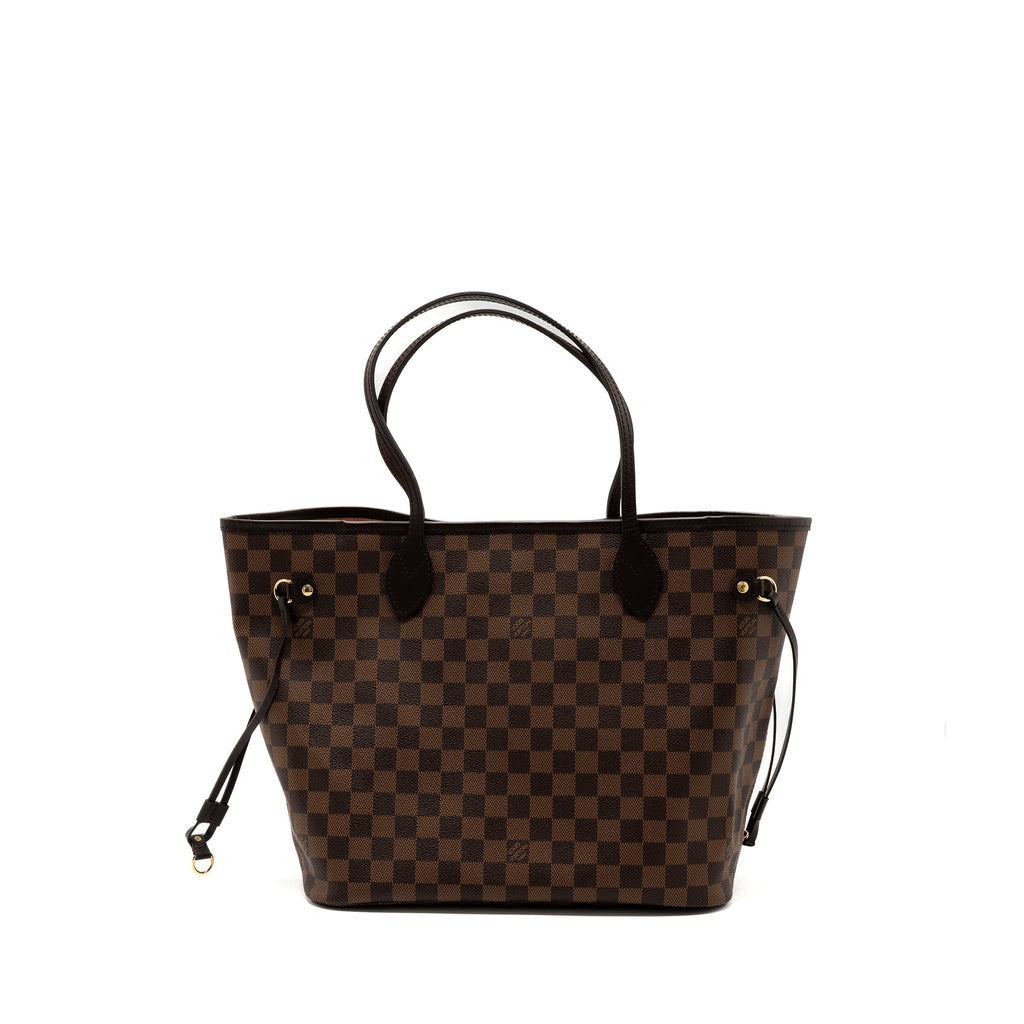 LOUIS VUITTON NEVERFULL MM MONOGRAM DAMIER EBENE CANVAS / ROSE BALLERINA GHW