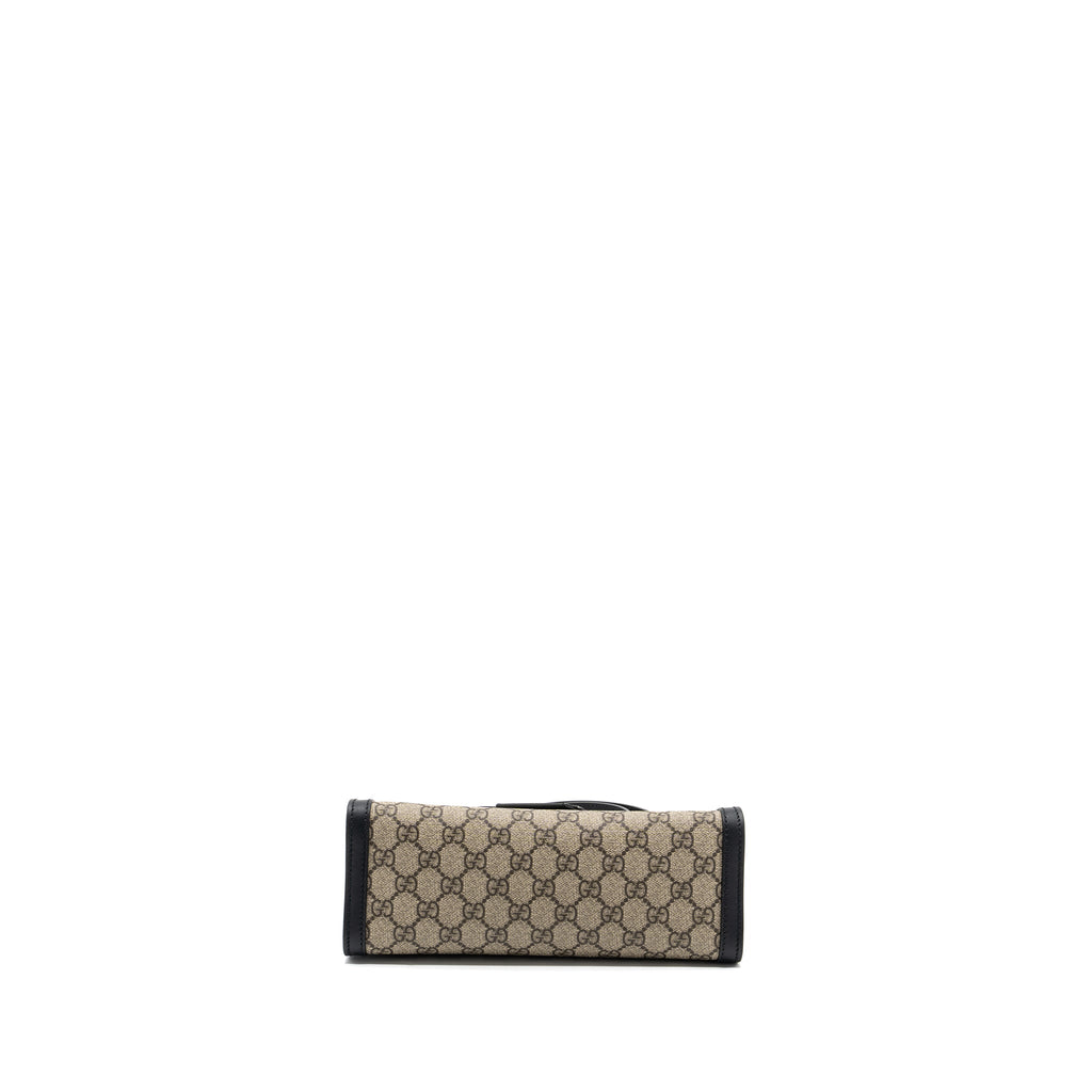 GUCCI SMALL GG PADLOCK SHOULDER BAG GG SUPREME CANVAS BLACK GHW