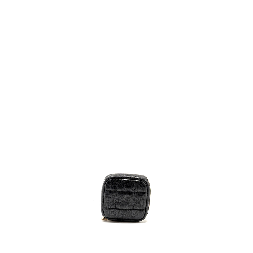 CHANEL QUILTED DIAMOND ZIPPER COIN PURSE CAVIAR BLACK GHW