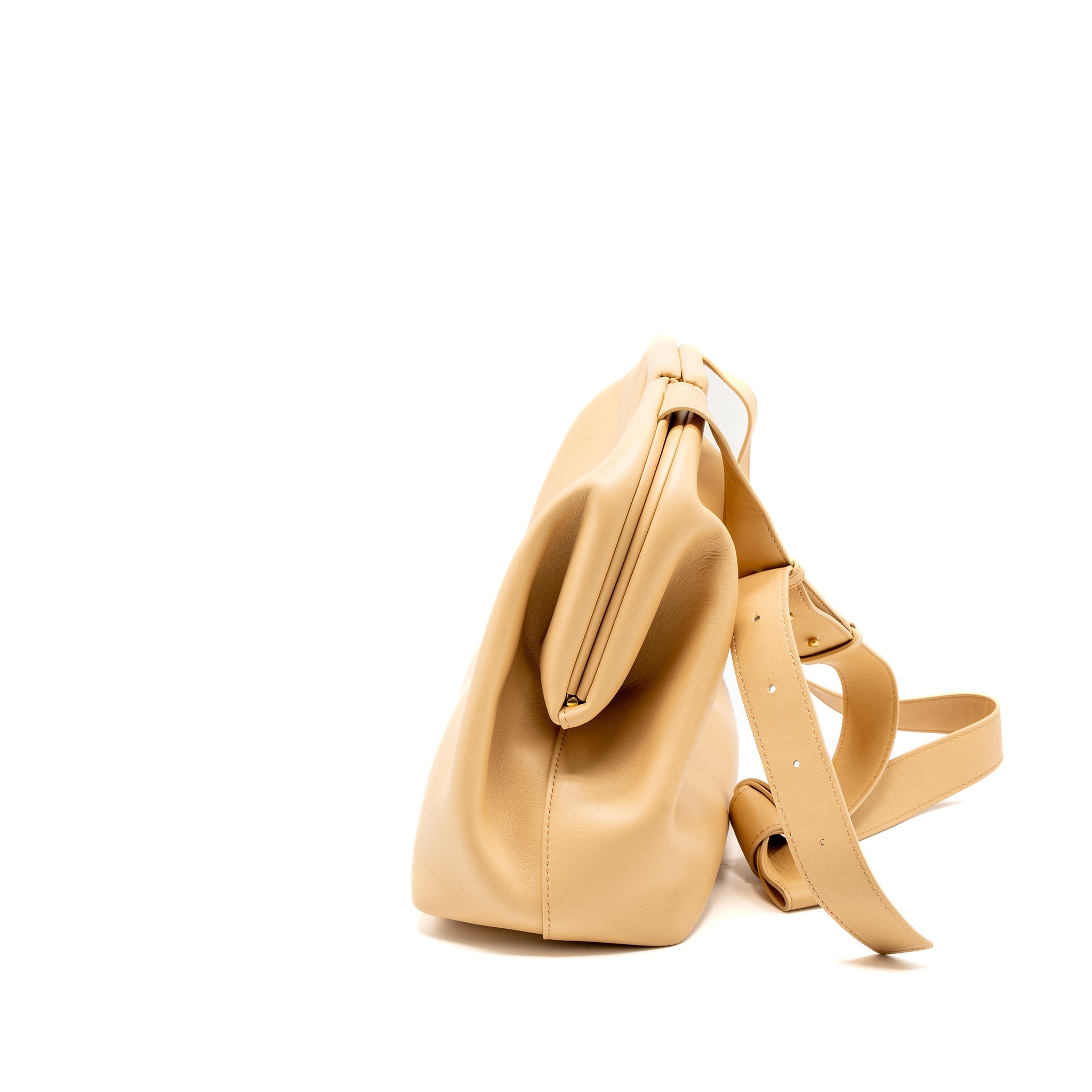 BOTTEGA VENETA POINT TOP HANDLE BAG SMOOTH NAPPA ALMOND