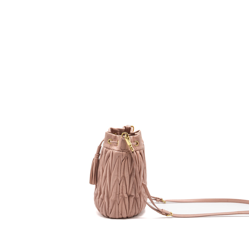 MIUMIU MATELASSE BUCKET BAG NAPPA PINK GHW