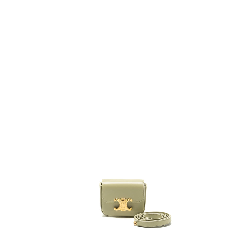 CELINE MINI CLAUDE SHINY CALFSKIN PISTACHIO GHW