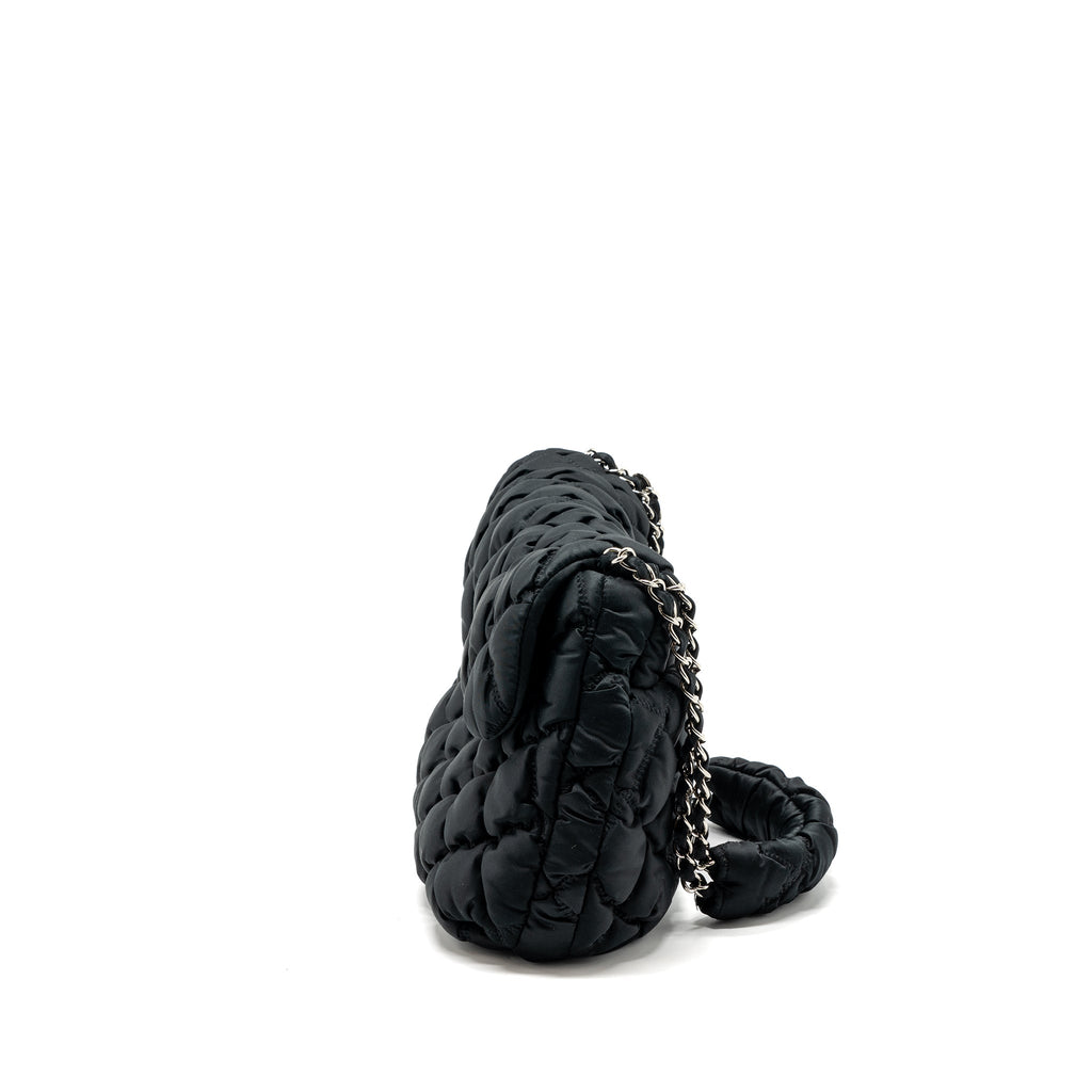 CHANEL QUILTED FLAP SHOULDER BAG NYLON BLACK SHW