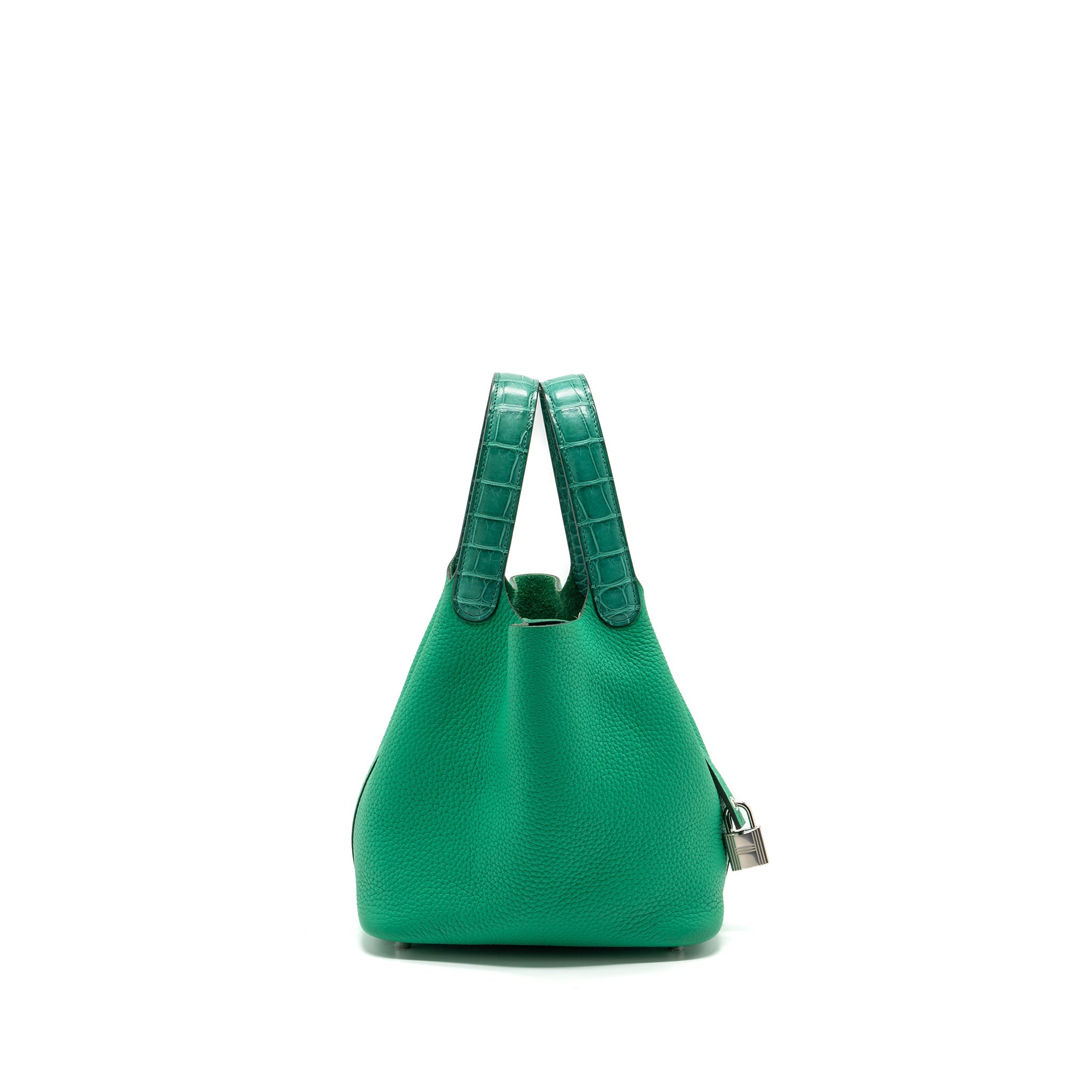 HERMES PICOTIN 18 LOCK BAG CLEMENCE /ALLIGATOR TOUCH MENTHE/VERT JADE SHW