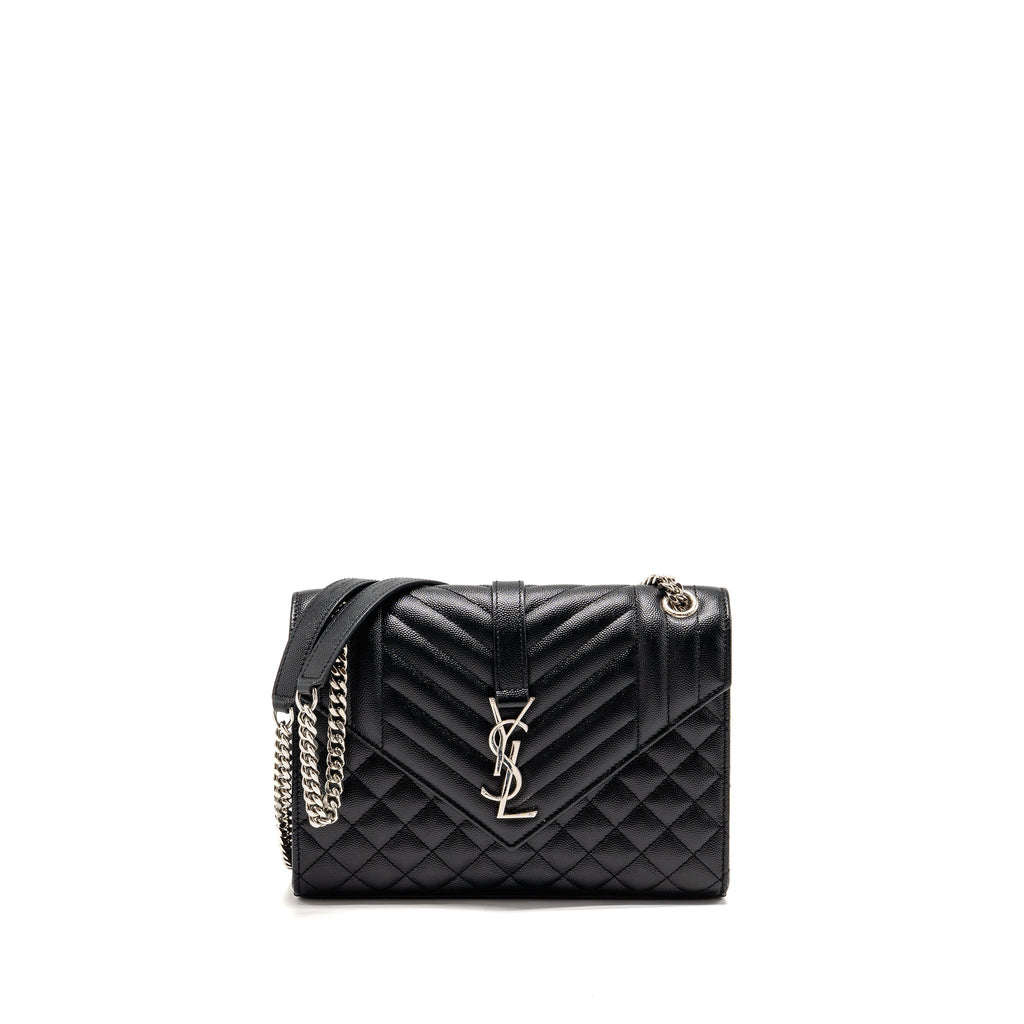 SAINT LAURENT/YSL MEDIUM ENVELOP BAG GRAINED CALFSKIN BLACK SHW