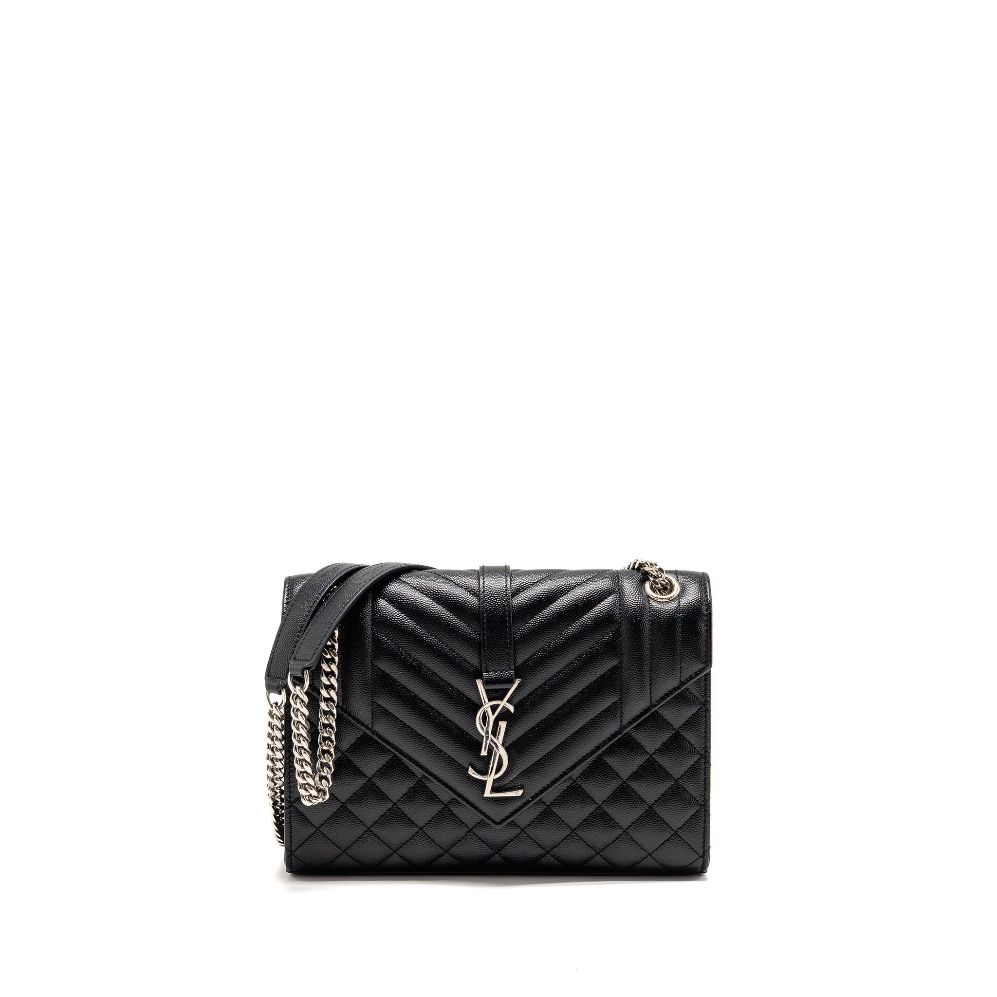 SAINT LAURENT/YSL MEDIUM ENVELOP BAG GRAINED CALFSKIN BLACK SHW