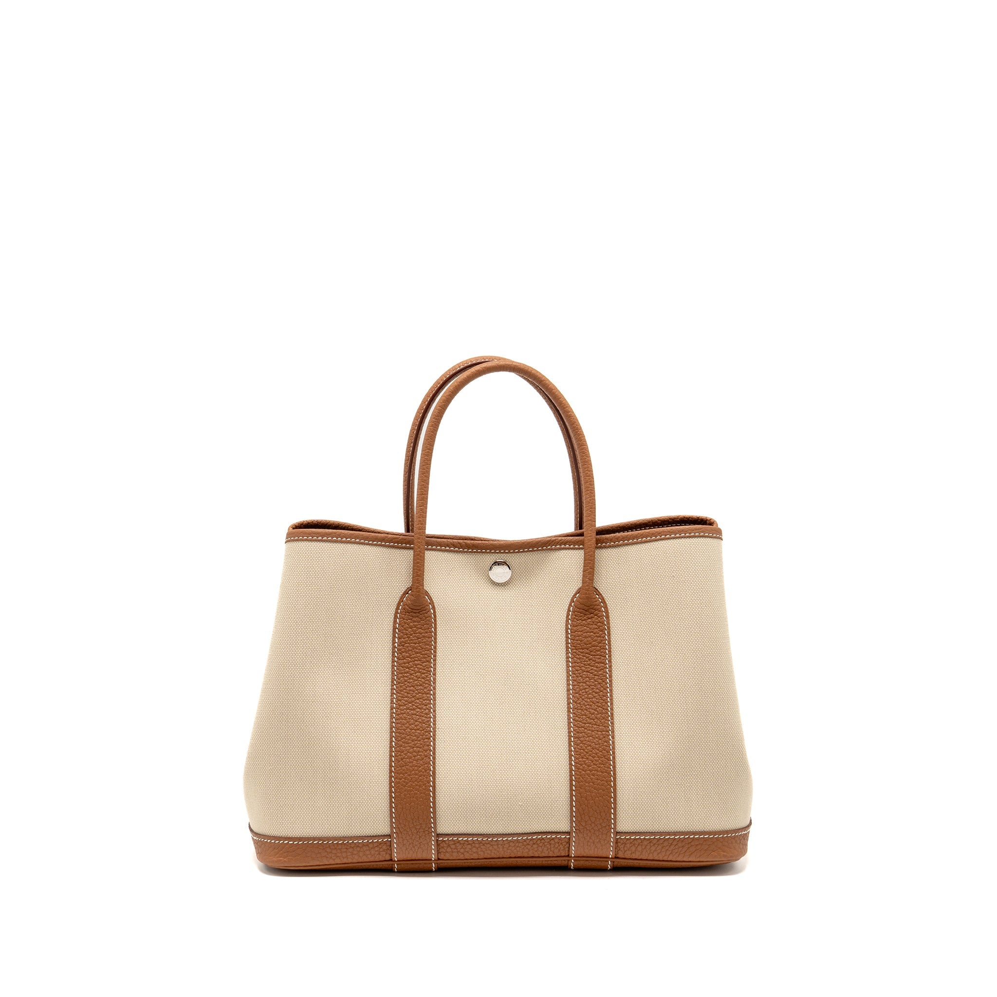 HERMES GARDEN PARTY 30 TOILE MILITARIES CANVAS / NEGONDA BETON / GOLD SHW