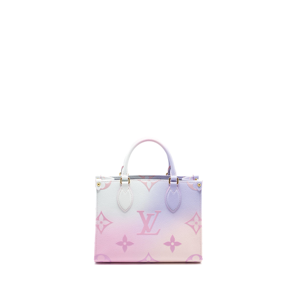 LOUIS VUITTON ONTHEGO PM CALFSKIN SUNRISE PASTEL MULTICOLOUR PINK / PURPLE GHW