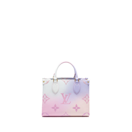 LOUIS VUITTON ONTHEGO PM CALFSKIN SUNRISE PASTEL MULTICOLOUR PINK / PURPLE GHW