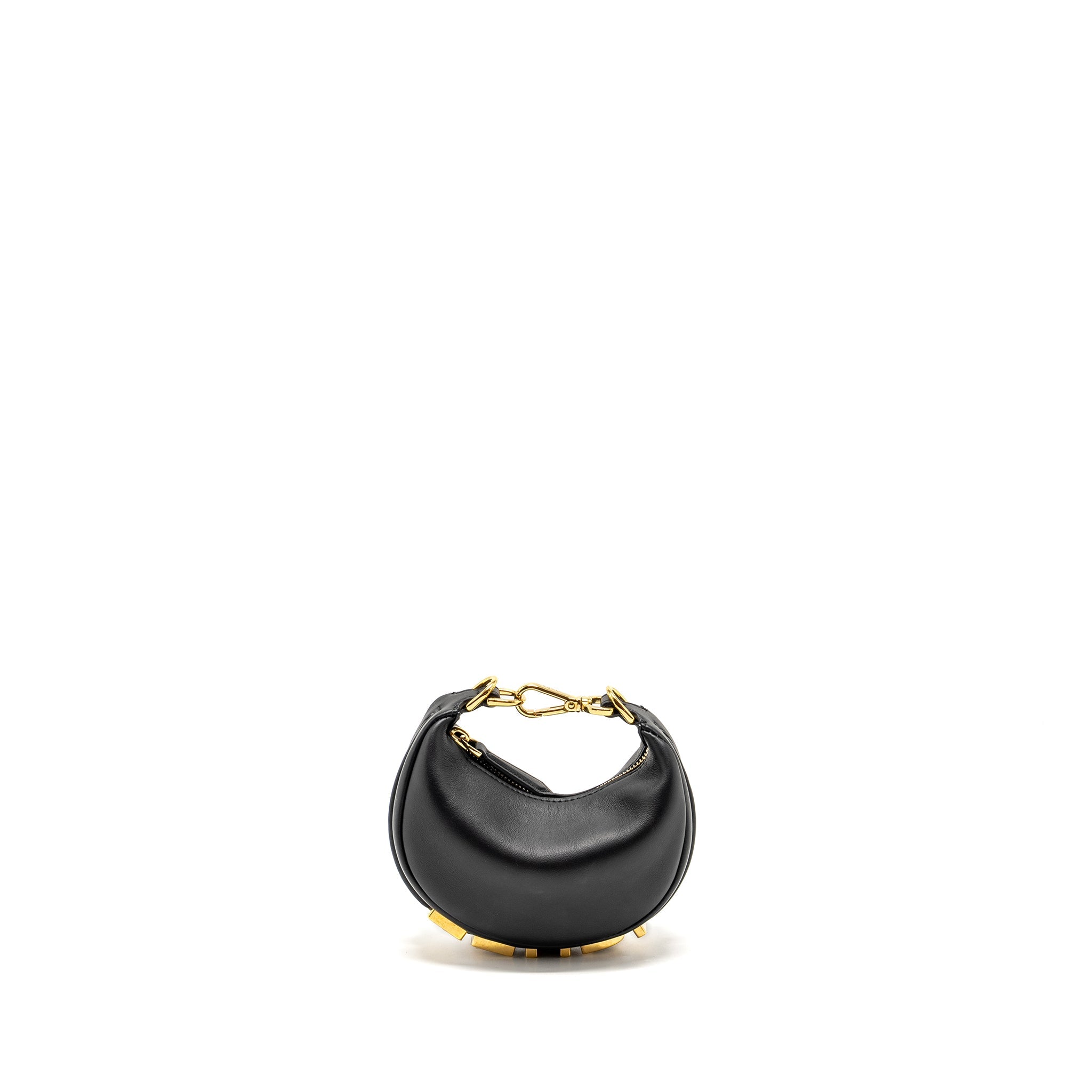 FENDI NANO FENDIGRAPHY LEATHER CHARM CALFSKIN BLACK GHW