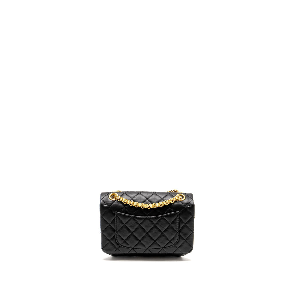 CHANEL MINI 2.55 REISSUE AGED CALFSKIN BLACK GHW (MICROCHIP)
