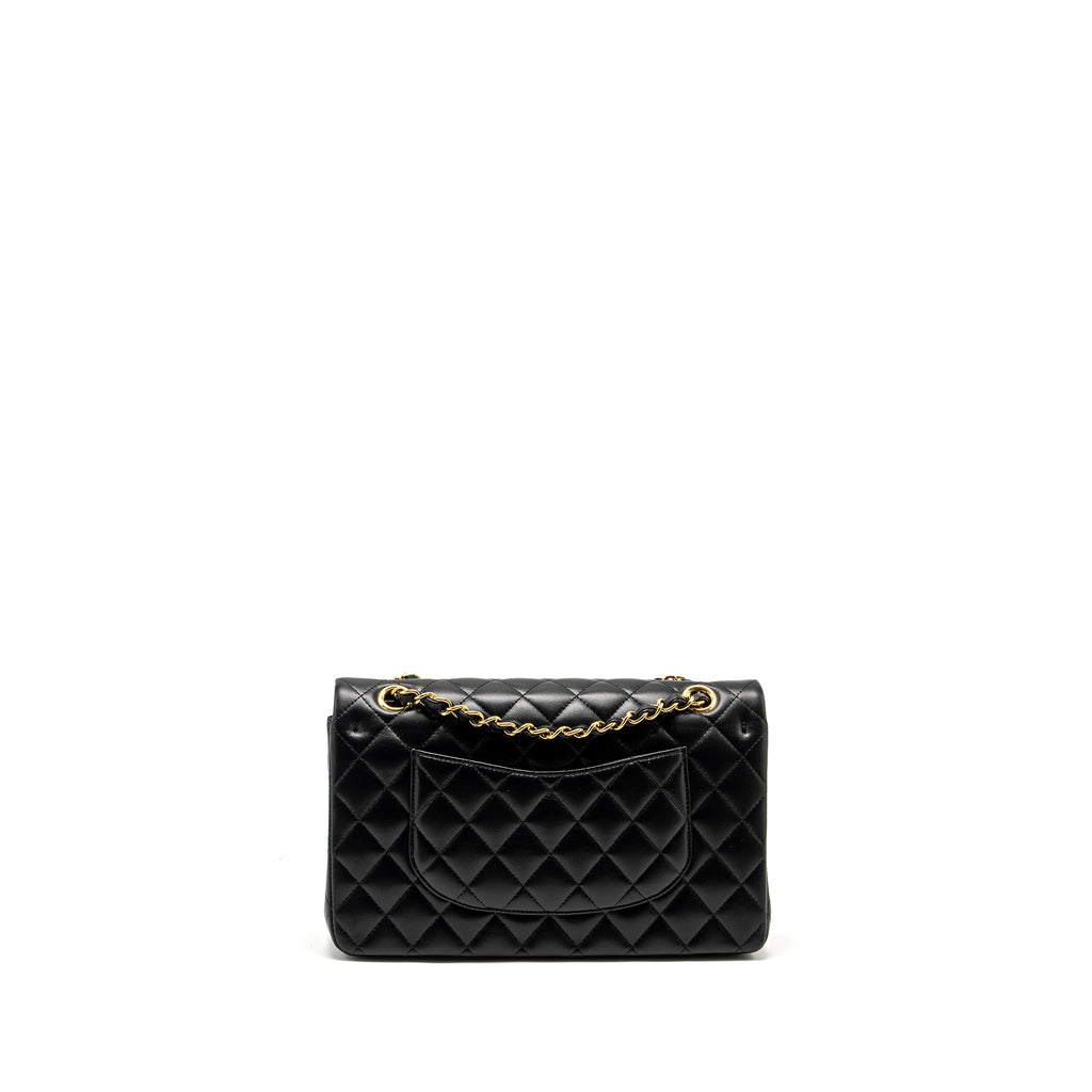 CHANEL MEDIUM CLASSIC DOUBLE FLAP BAG LAMBSKIN BLACK GHW (MICROCHIP)