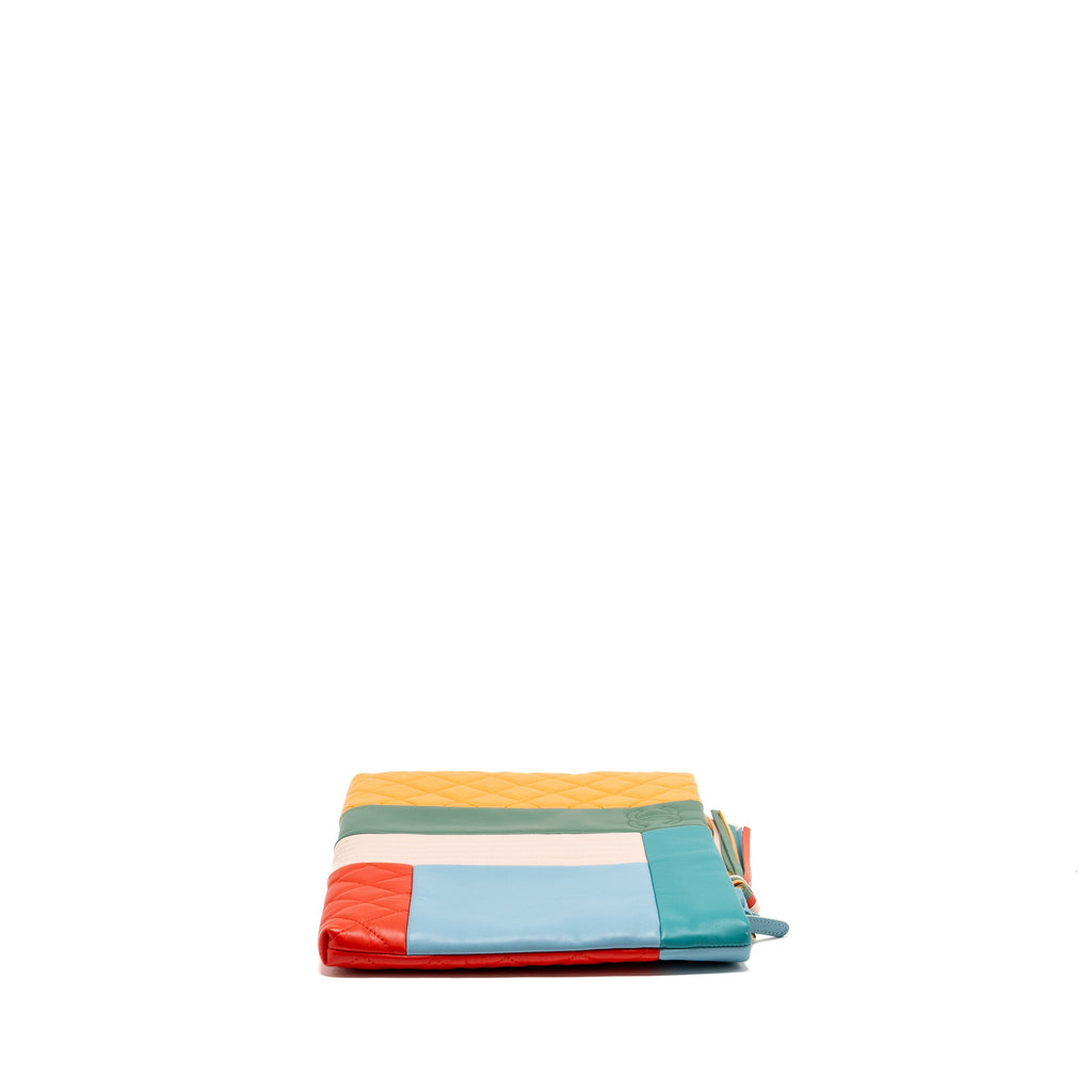 CHANEL 17C LARGE COLOURBLOCK O-CASE CLUTCH LAMBSKIN MULTICOLOUR GHW
