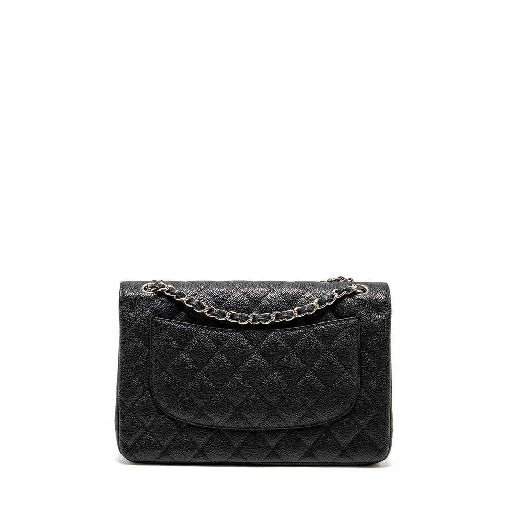 CHANEL JUMBO CLASSIC DOUBLE FLAP BAG CAVIAR BLACK SHW