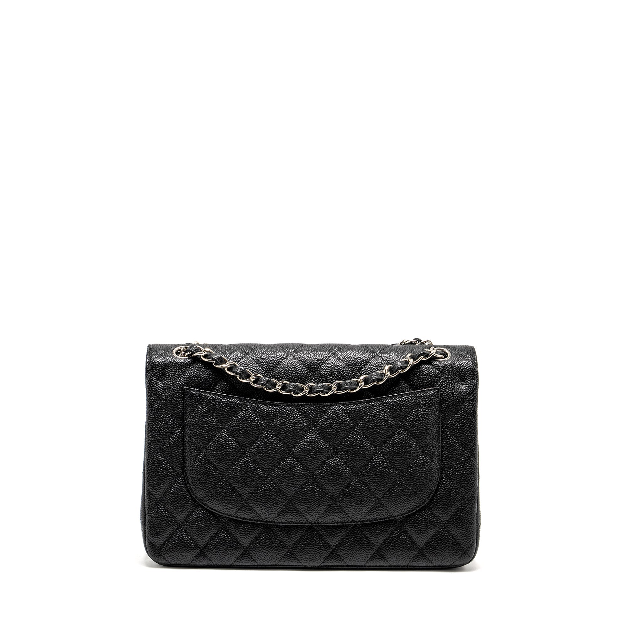CHANEL JUMBO CLASSIC DOUBLE FLAP BAG CAVIAR BLACK SHW