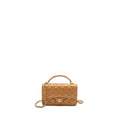CHANEL TOP HANDLE MINI FLAP BAG LAMBSKIN CARAMEL LGHW (MICROCHIP)
