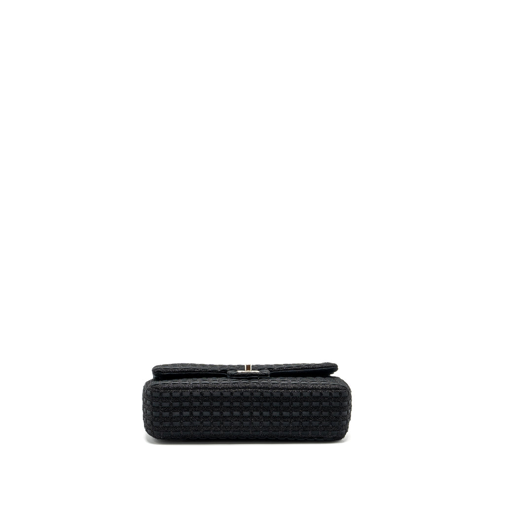CHANEL MEDIUM CLASSIC DOUBLE FLAP BAG TWEED BLACK SHW