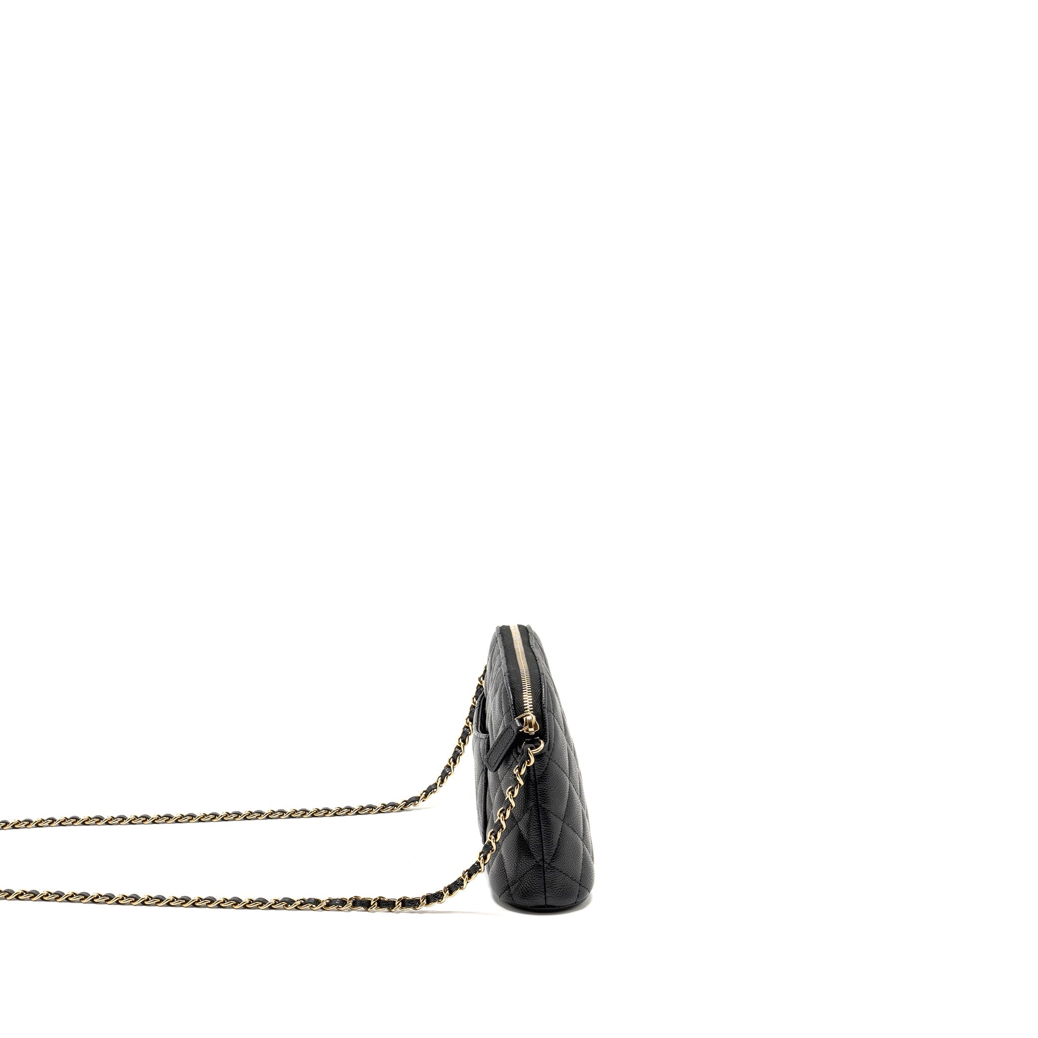 CHANEL CLASSIC CC CLUTCH WITH CHAIN CAVIAR BLACK LGHW (MICROCHIP)