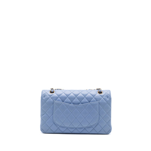 CHANEL MEDIUM CLASSIC DOUBLE FLAP BAG LAMBSKIN LIGHT BLUE LGHW