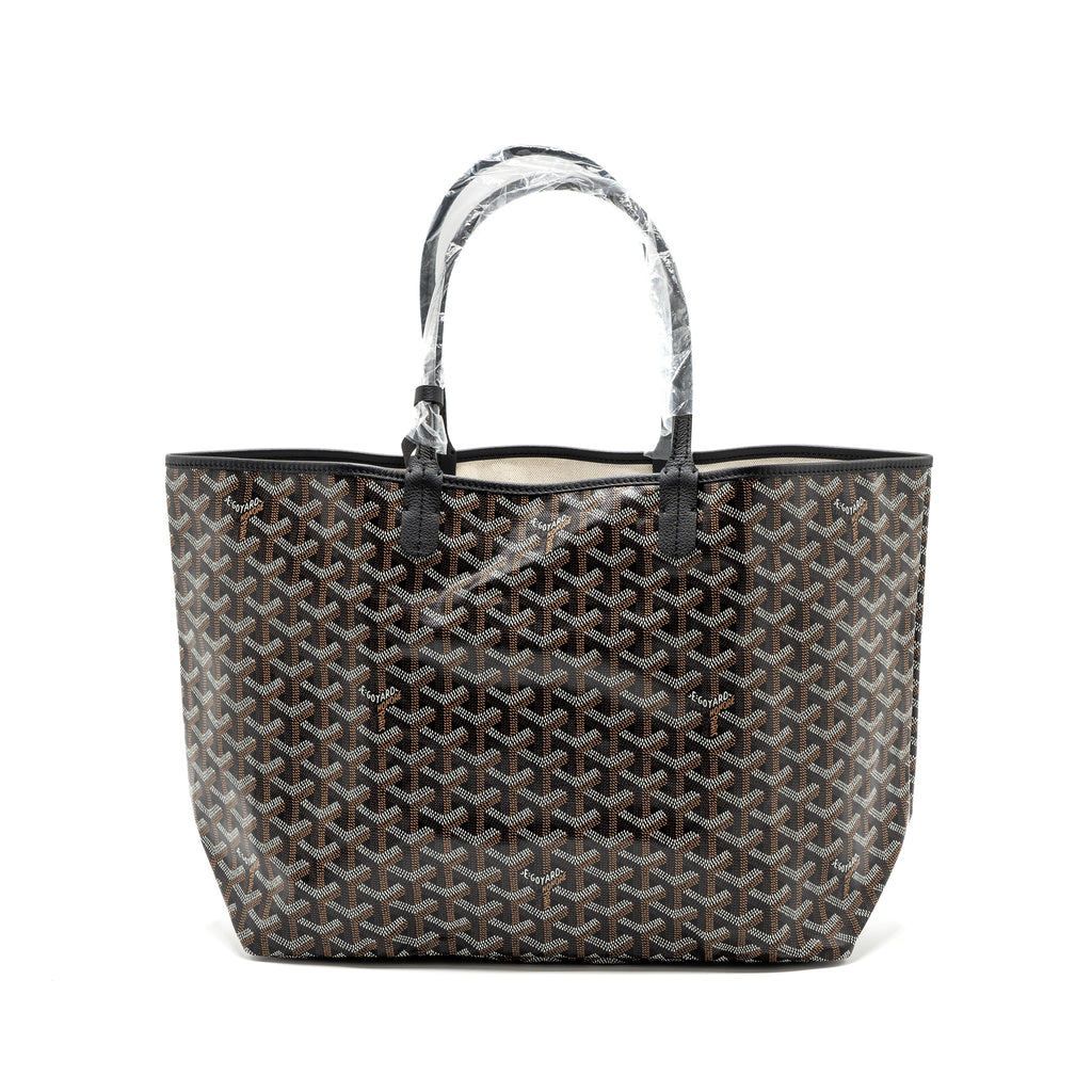 GOYARD SAINT LOUIS PM TOTE BAG GOYARDLINE CANVAS BLACK SHW