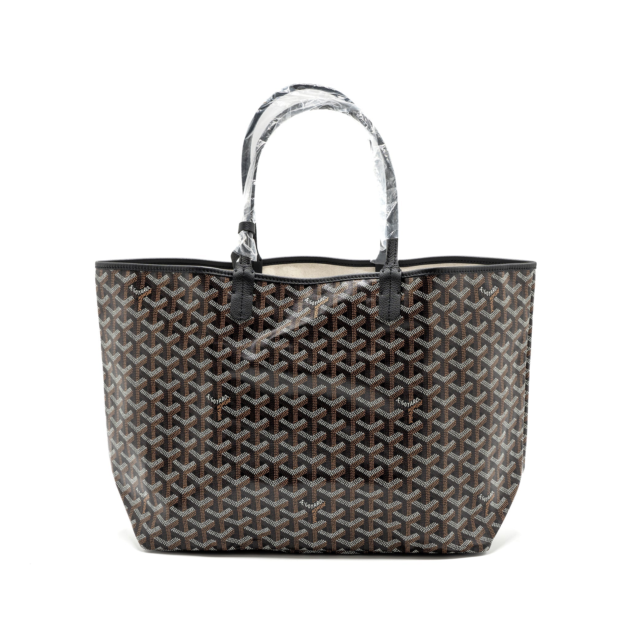 GOYARD SAINT LOUIS PM TOTE BAG GOYARDLINE CANVAS BLACK SHW