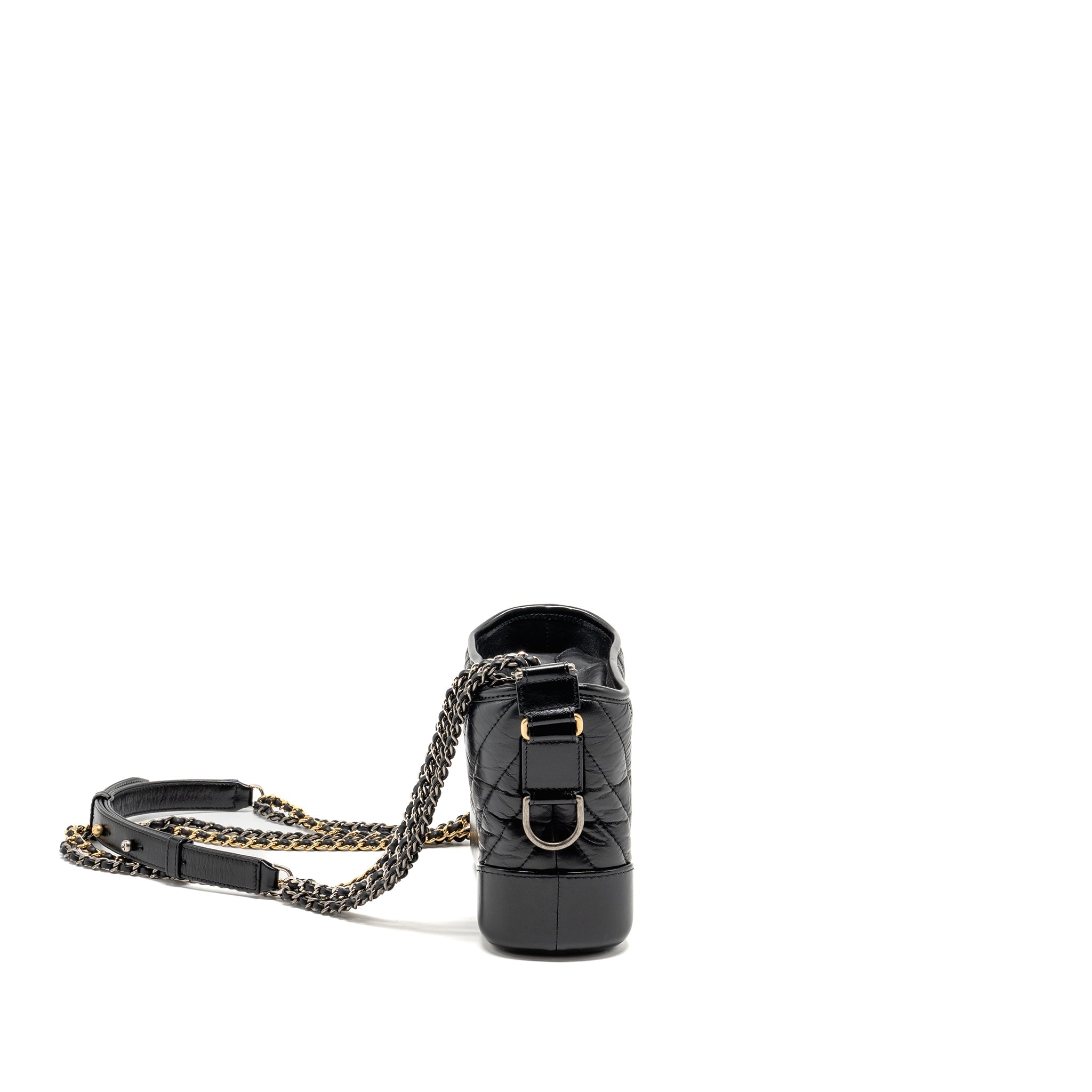 CHANEL SMALL GABRIELLE HOBO BAG CHEVRON CALFSKIN BLACK MULTICOLOUR HARDWARE