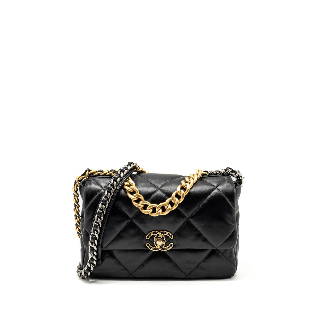CHANEL MEDIUM 19 BAG GOATSKIN BLACK MULTICOLOUR HARDWARE
