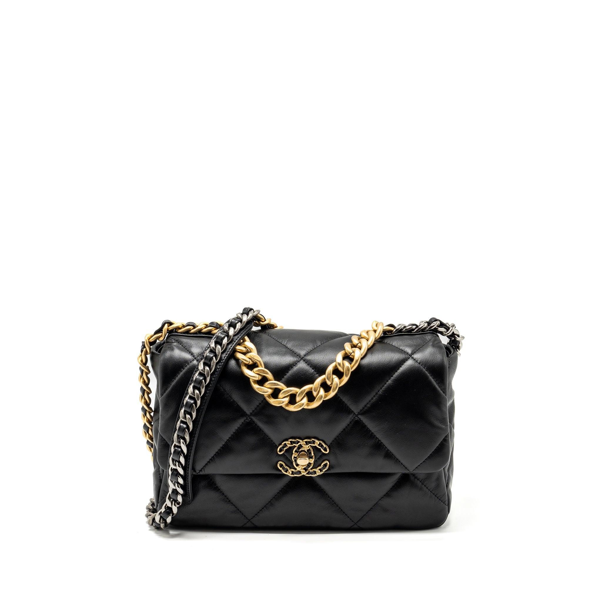 CHANEL MEDIUM 19 BAG GOATSKIN BLACK MULTICOLOUR HARDWARE