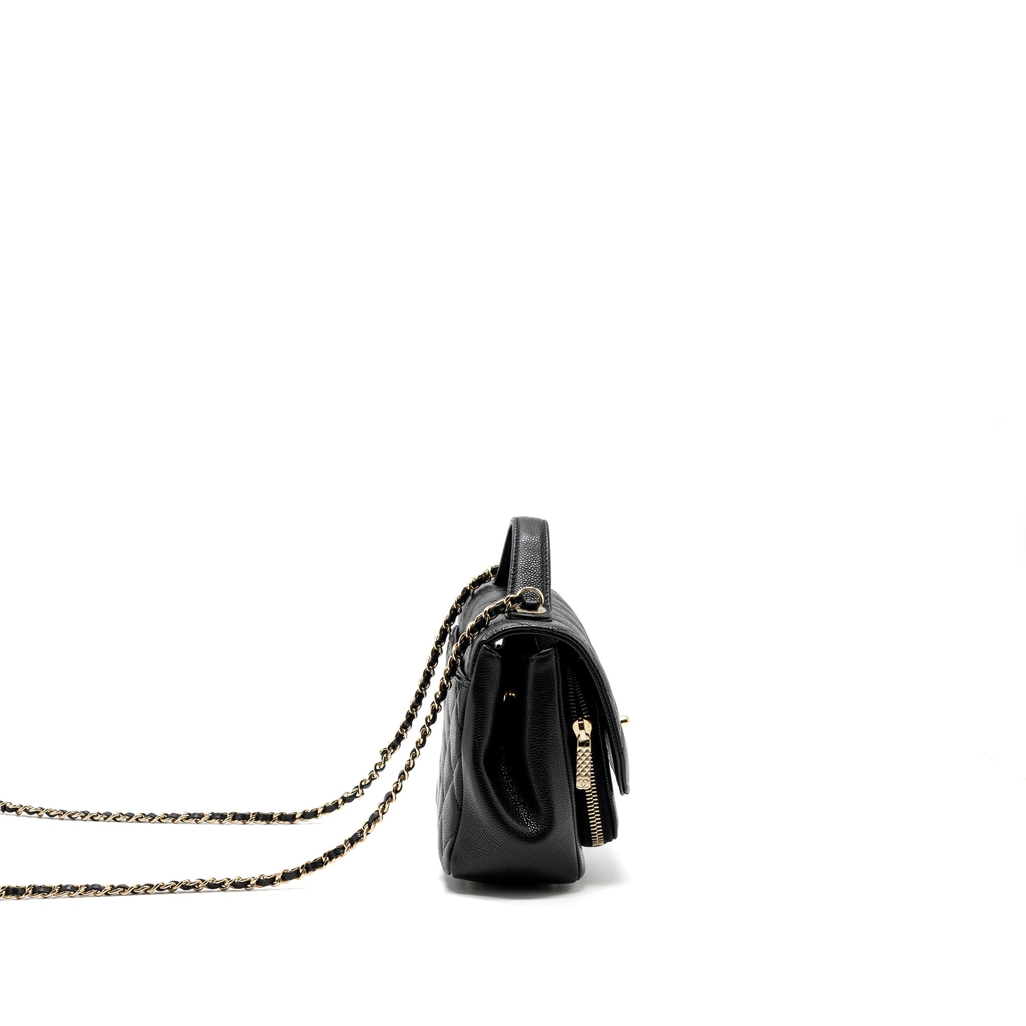 CHANEL SMALL BUSINESS AFFINITY CAVIAR BLACK LGHW (MICROCHIP)