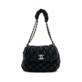 CHANEL QUILTED FLAP SHOULDER BAG NYLON BLACK SHW