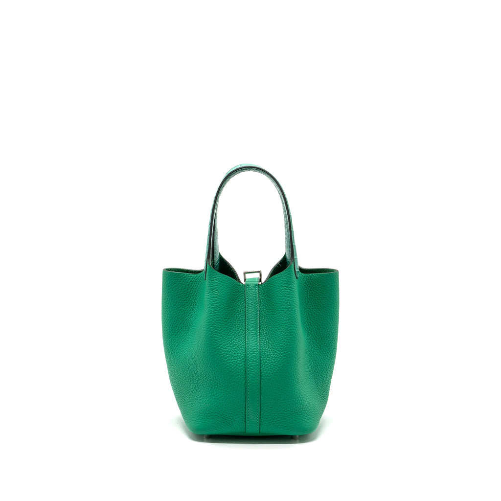 HERMES PICOTIN 18 LOCK BAG CLEMENCE /ALLIGATOR TOUCH MENTHE/VERT JADE SHW