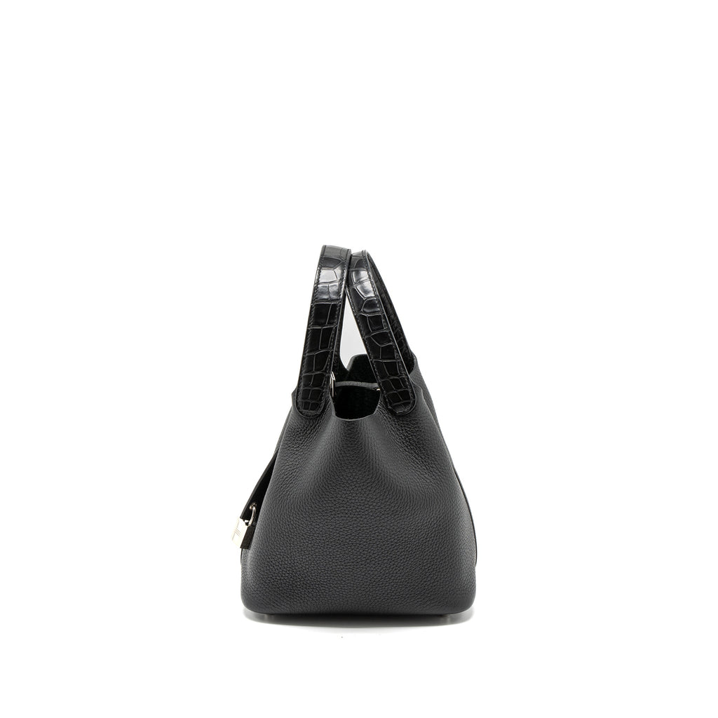 HERMES PICOTIN 18 TOUCH LOCK BAG CLEMENCE/ALLIGATOR MISSISSIPPIENSIS BLACK SHW