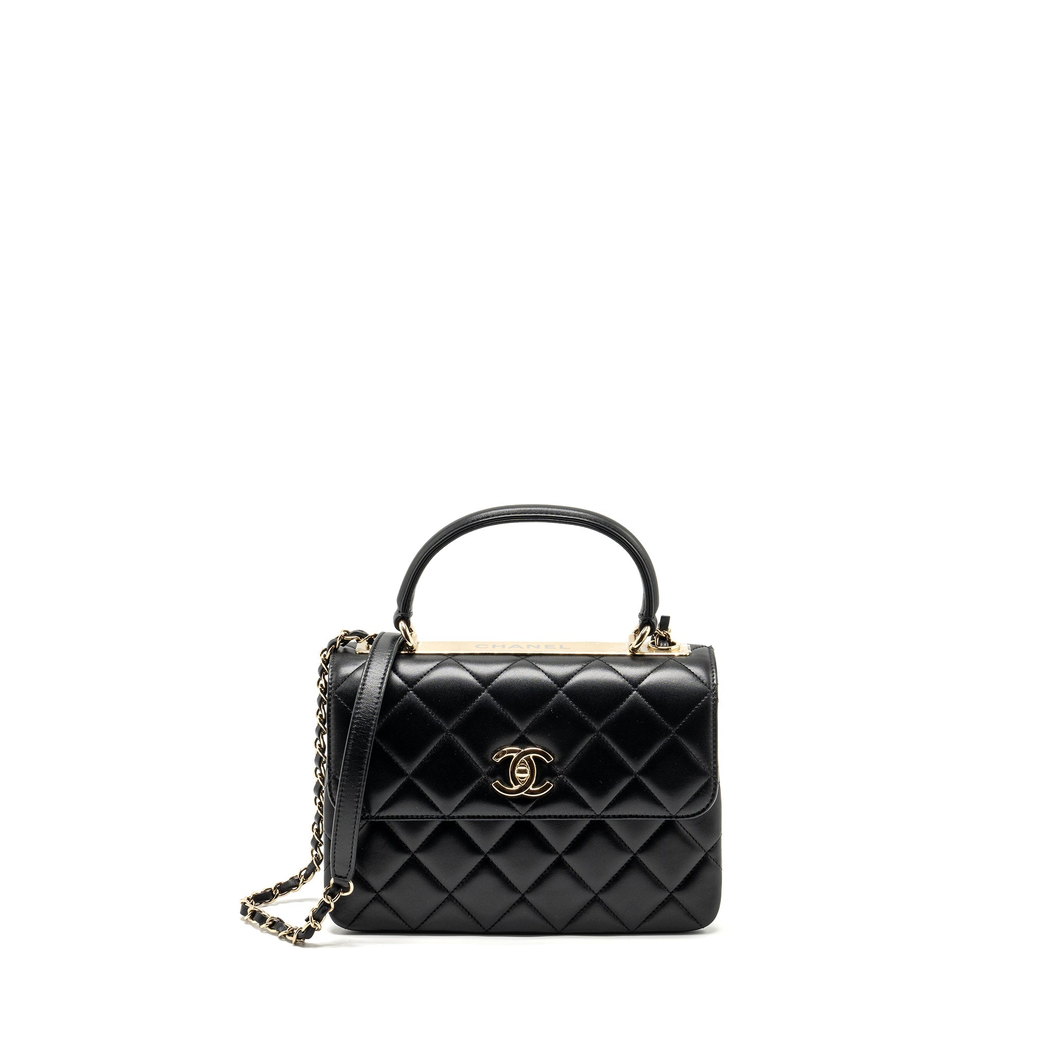 CHANEL SMALL TRENDY CC FLAP BAG LAMBSKIN BLACK LGHW (MICROCHIP)