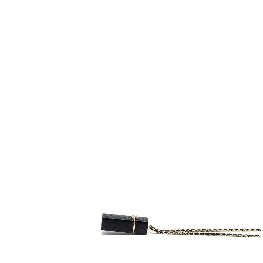 CHANEL LIPSTICK CASE ON CHAIN LAMBSKIN BLACK LGHW