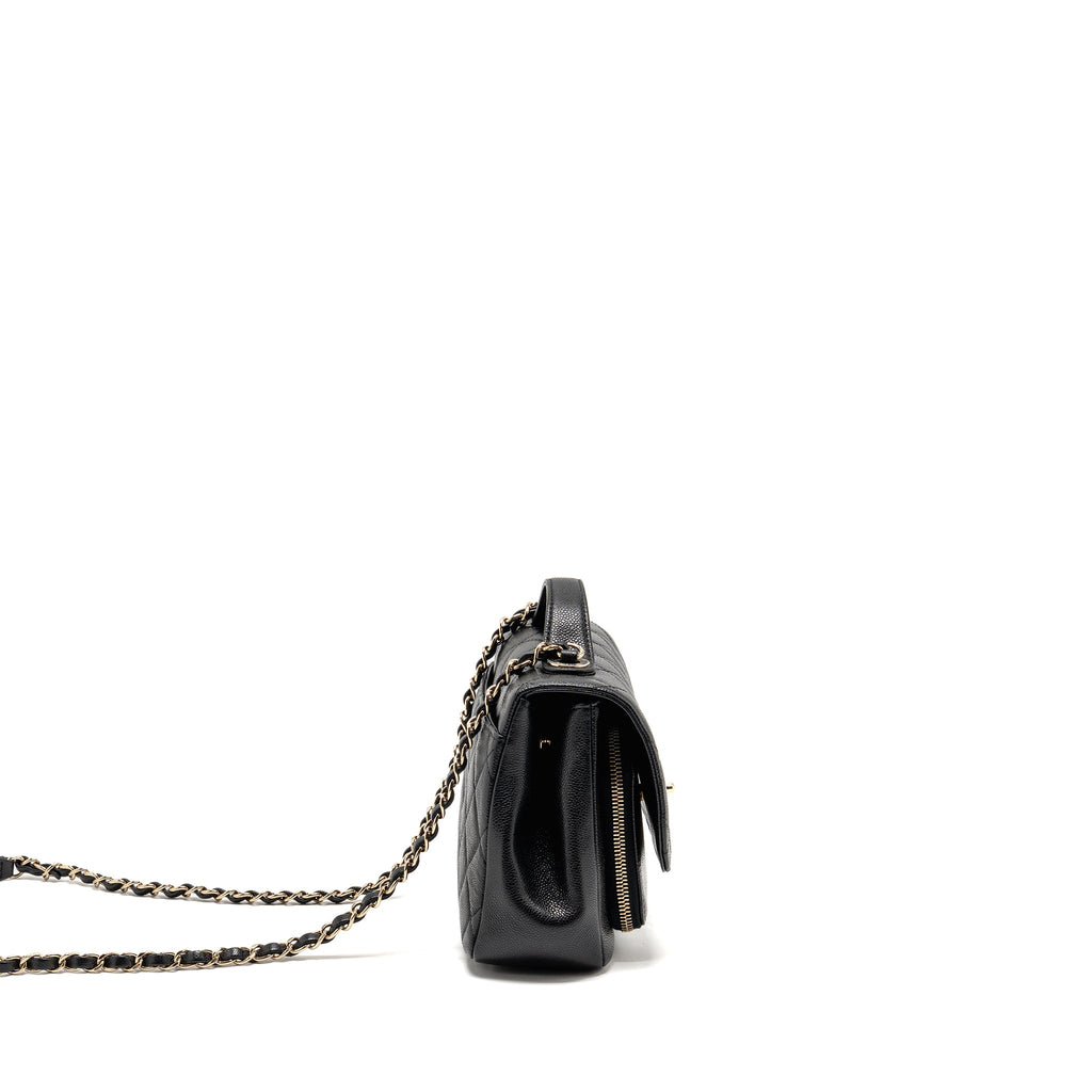 CHANEL MEDIUM BUSINESS AFFINITY CAVIAR BLACK LGHW (MICROCHIP)