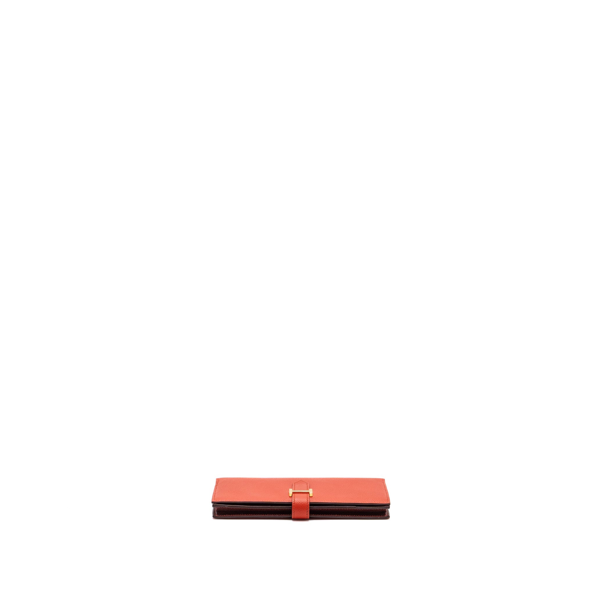 HERMES BEARN LONG WALLET EPSOM CAPUCINE/ ROUGE H GHW