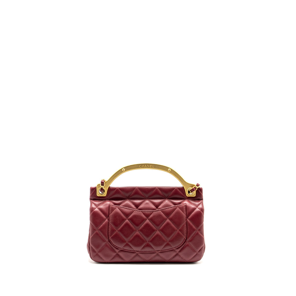 CHANEL LADY HANDLE BAG LAMBSKIN BURGUNDY GHW (MICROCHIP)
